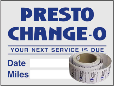Actual image of our No. 1203 on a roll Brake Inspection Reminders measuring1½” x 2”