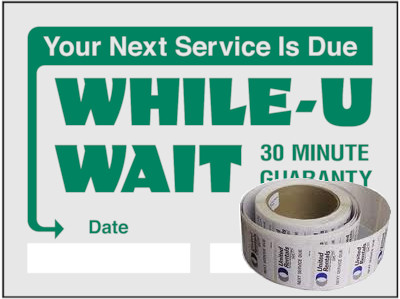 Actual image of our No. 1204 on a roll Transmission Fluid change Reminders measuring1½” x 2”