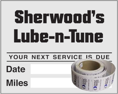 Actual image of our No. 1206 on a roll Maintenance Reminders measuring2” x 2½”