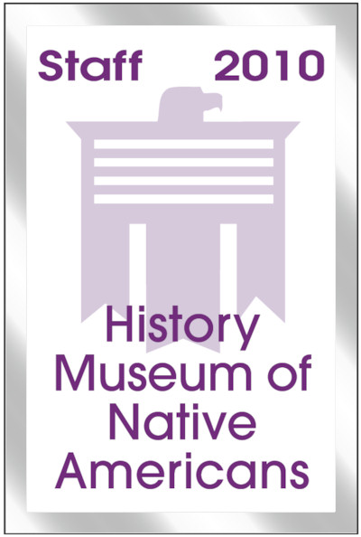 Actual image of our No. 701 rectangle shaped parking permits with dimensions of  3” x 2” printed with a background color in white and purple text
