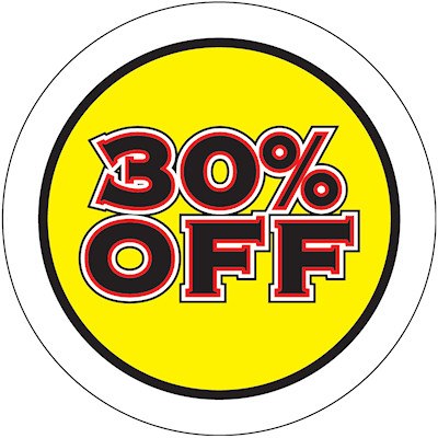 Actual image of our No. 8813 Round shaped static cling labels at 2.5" diameter size