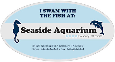 Actual image of our No. 8848 Oval shaped static cling labels at 7.5" x 4" size