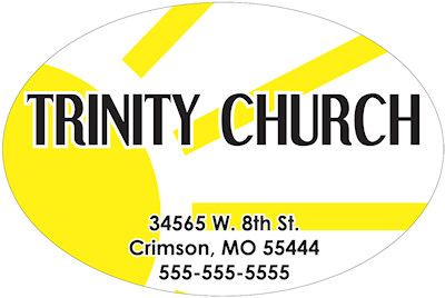 Actual image of our No. 8884 Oval shaped static cling labels at 8.25" x 5.5" size