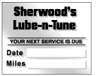 static cling custom service reminder with date and miles area to write on